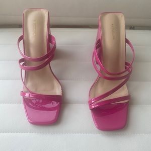 Pink trendy chunky heels